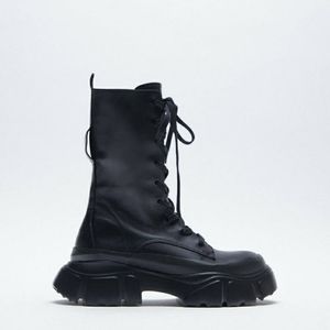 NWT Low-Heeled Black Leather Zara Boots